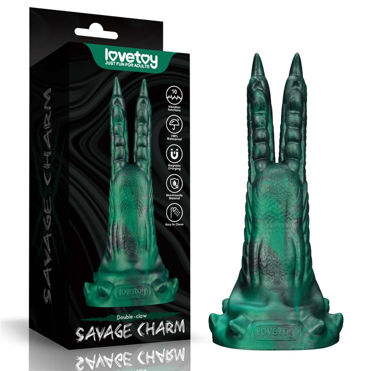 Dildo Savage Charm Claw 19 cm – con ventosa, vibrante, blu | Lovetoy