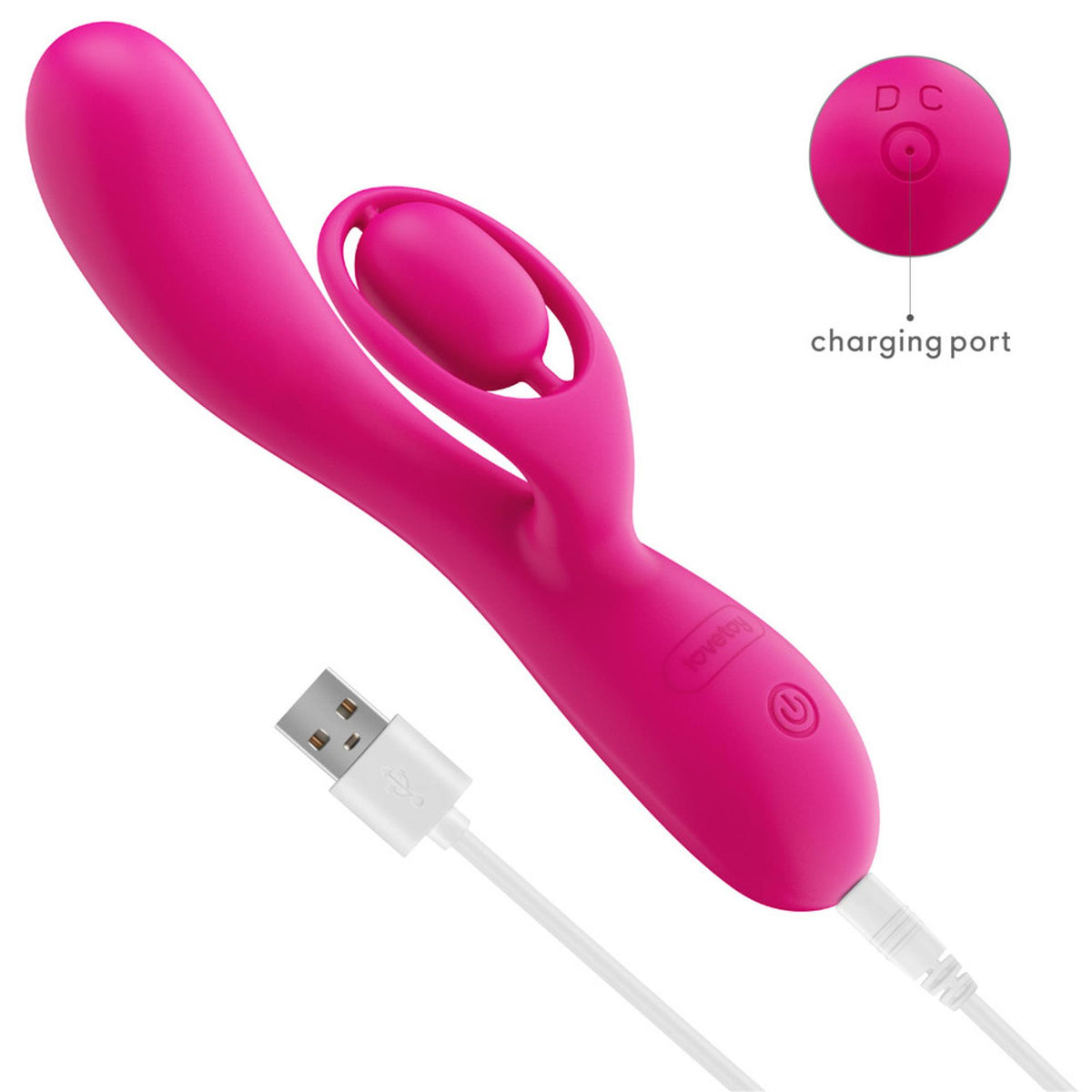 Rabbit vibrátor L'Allure Swirl 3 sebesség – újratölthető, piros | Lovetoy