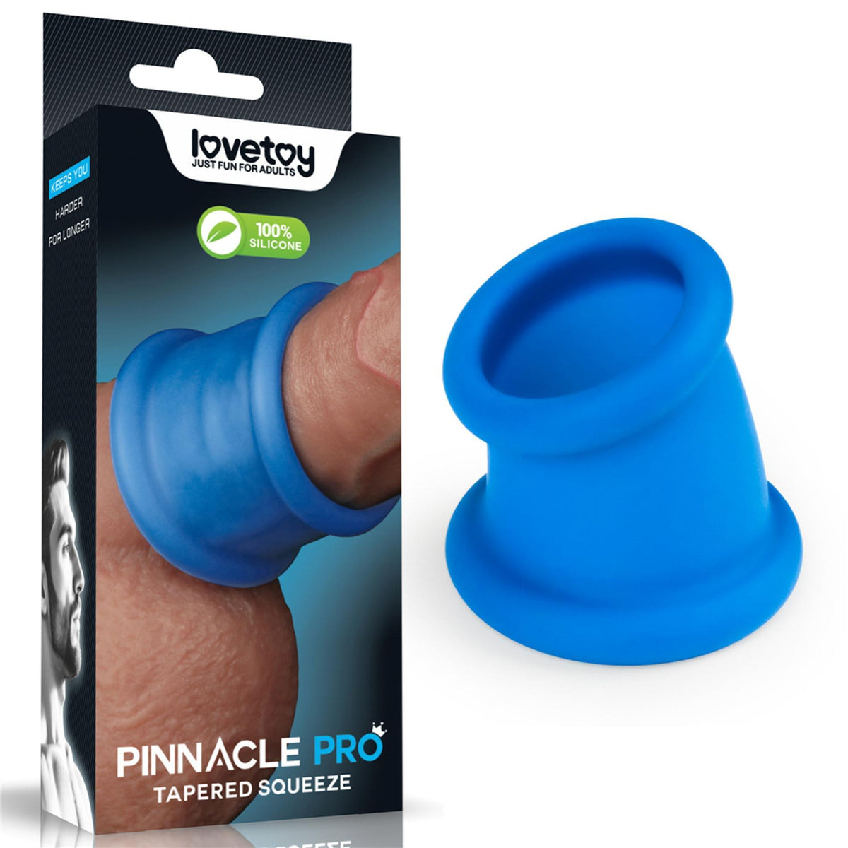 Anneau pénien Pinnacle Pro Tapered Squeeze – vibrant, bleu | Lovetoy