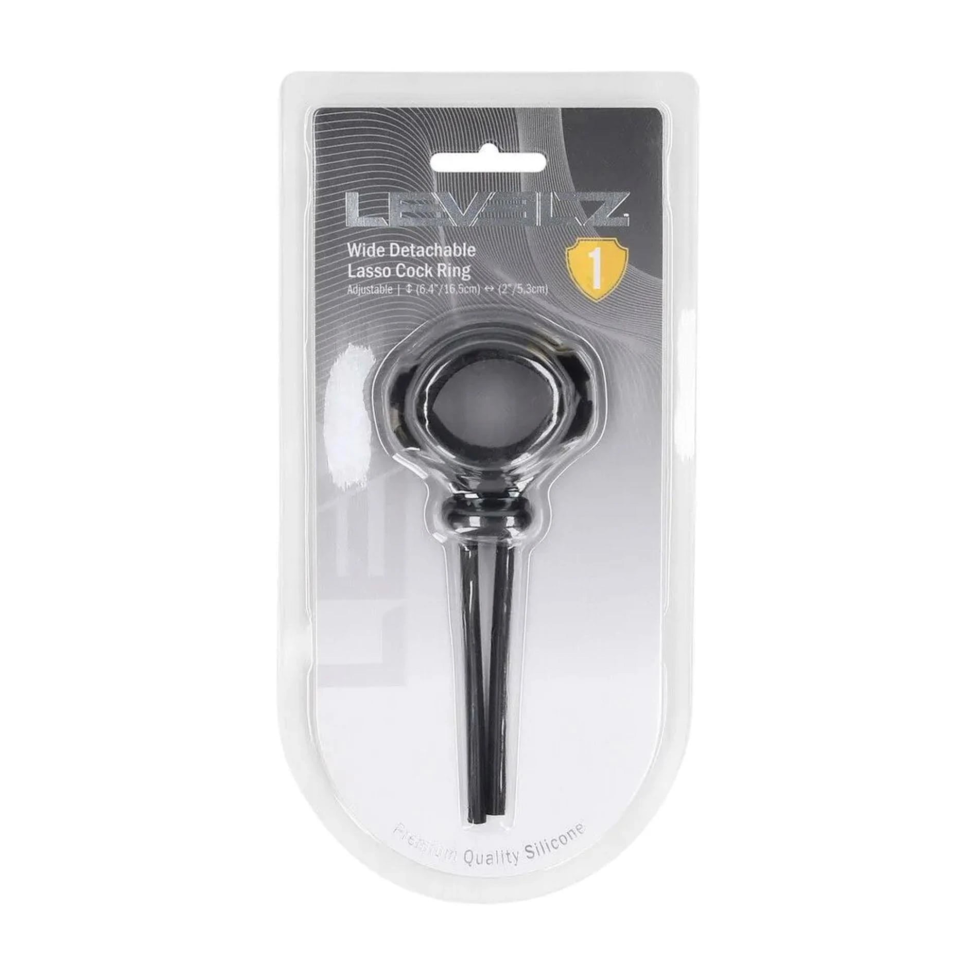 Cockring en lasso de silicone amovible, large et réglable - 5mm - Noir