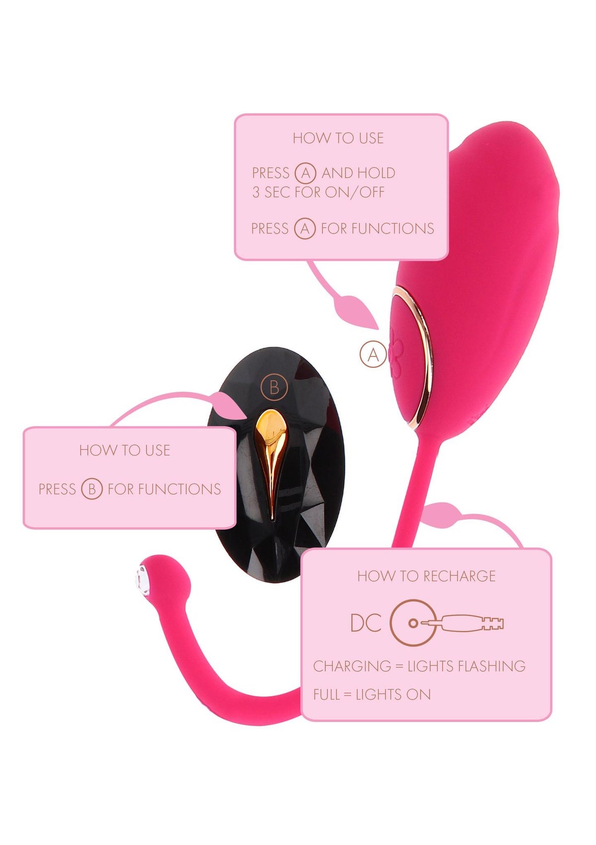 Ovetto vibrante Lily – con telecomando, rosa | ToyJoy