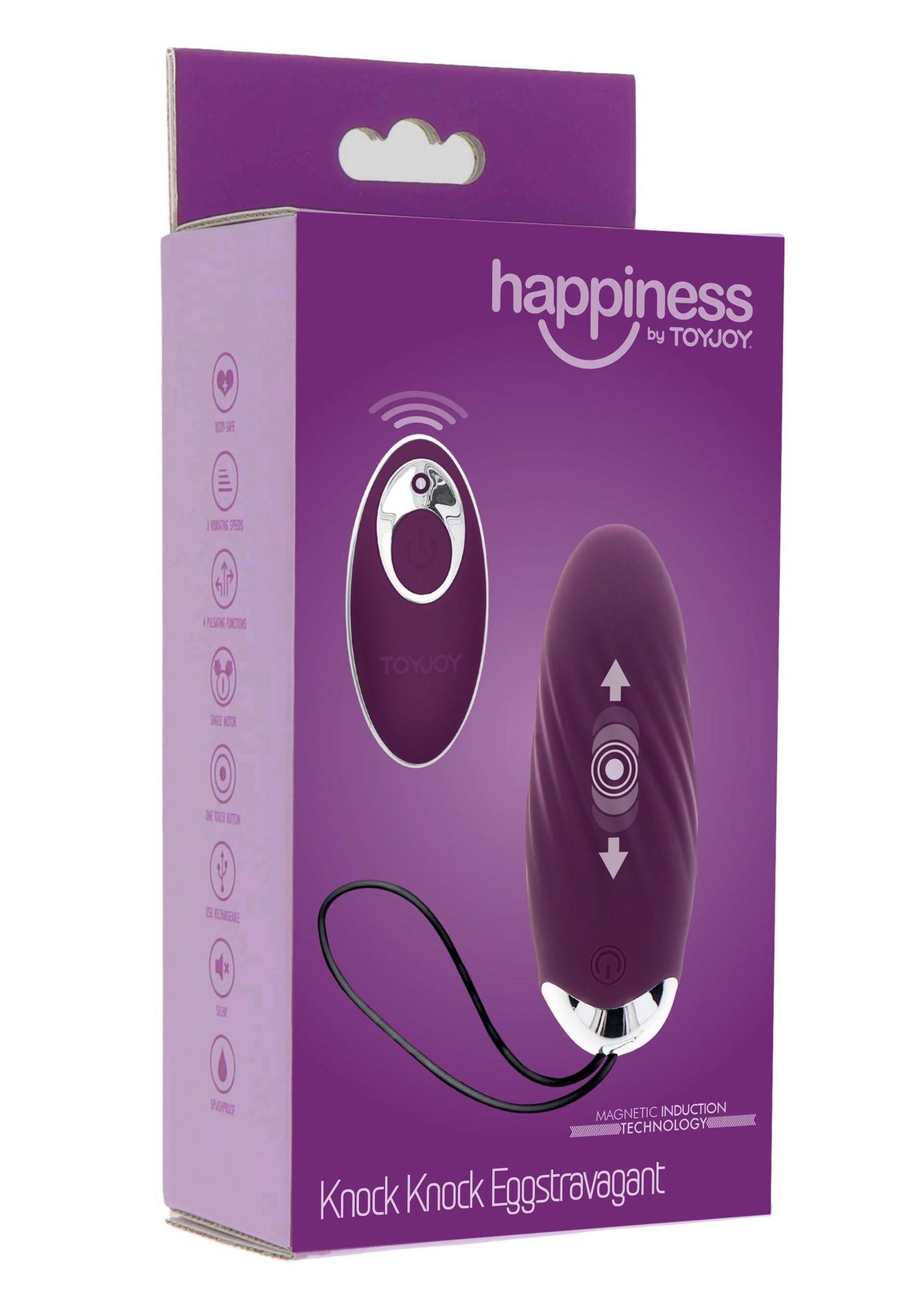 Ovetto vibrante Knock Knock Eggstavagant 8 funzioni – con telecomando, viola | ToyJoy