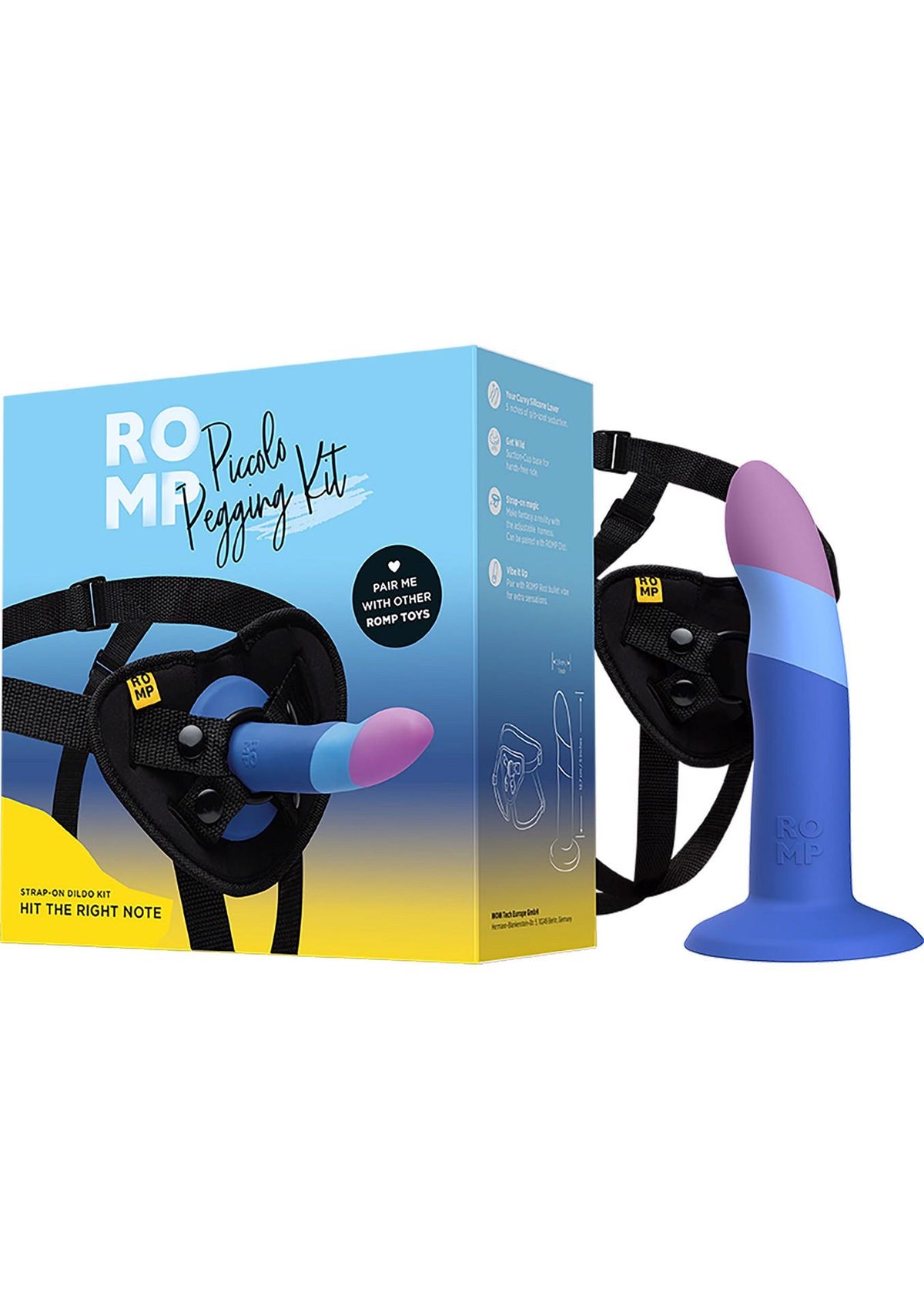 Strap-on Piccolo Pegging 14 cm – blu | ROMP