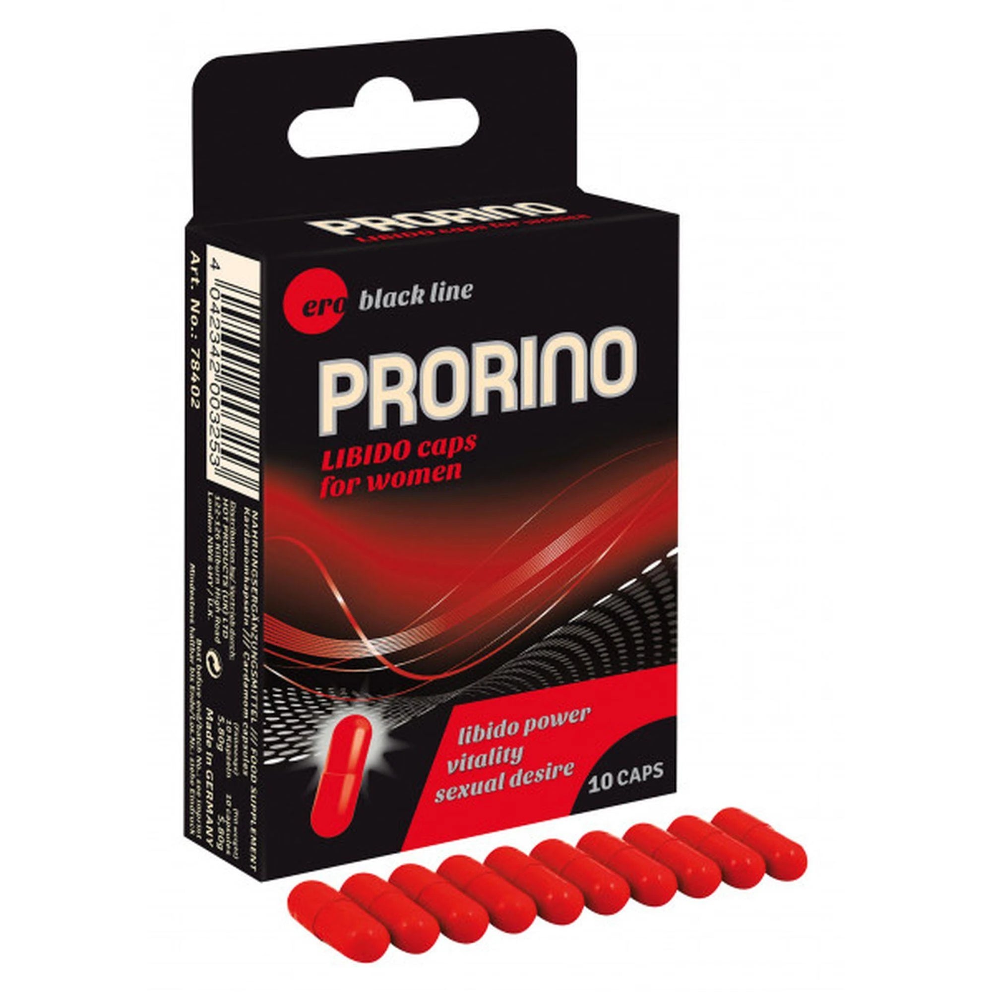 Complément alimentaire-PRORINO Women- 10 gélules Libido Caps ligne noire