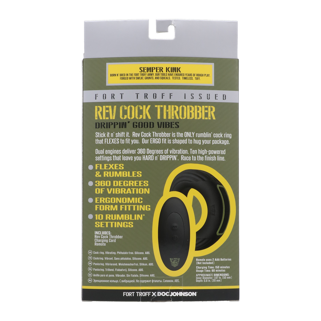 Rev Cock Throbber - Anneau pénien vibrant - Large - Noir