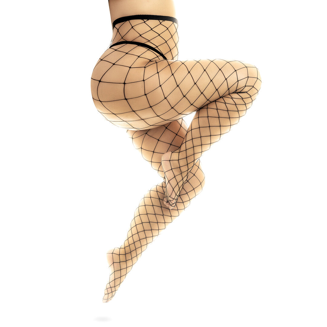 Bas Fence Pantyhose Queen – grandes tailles, noir