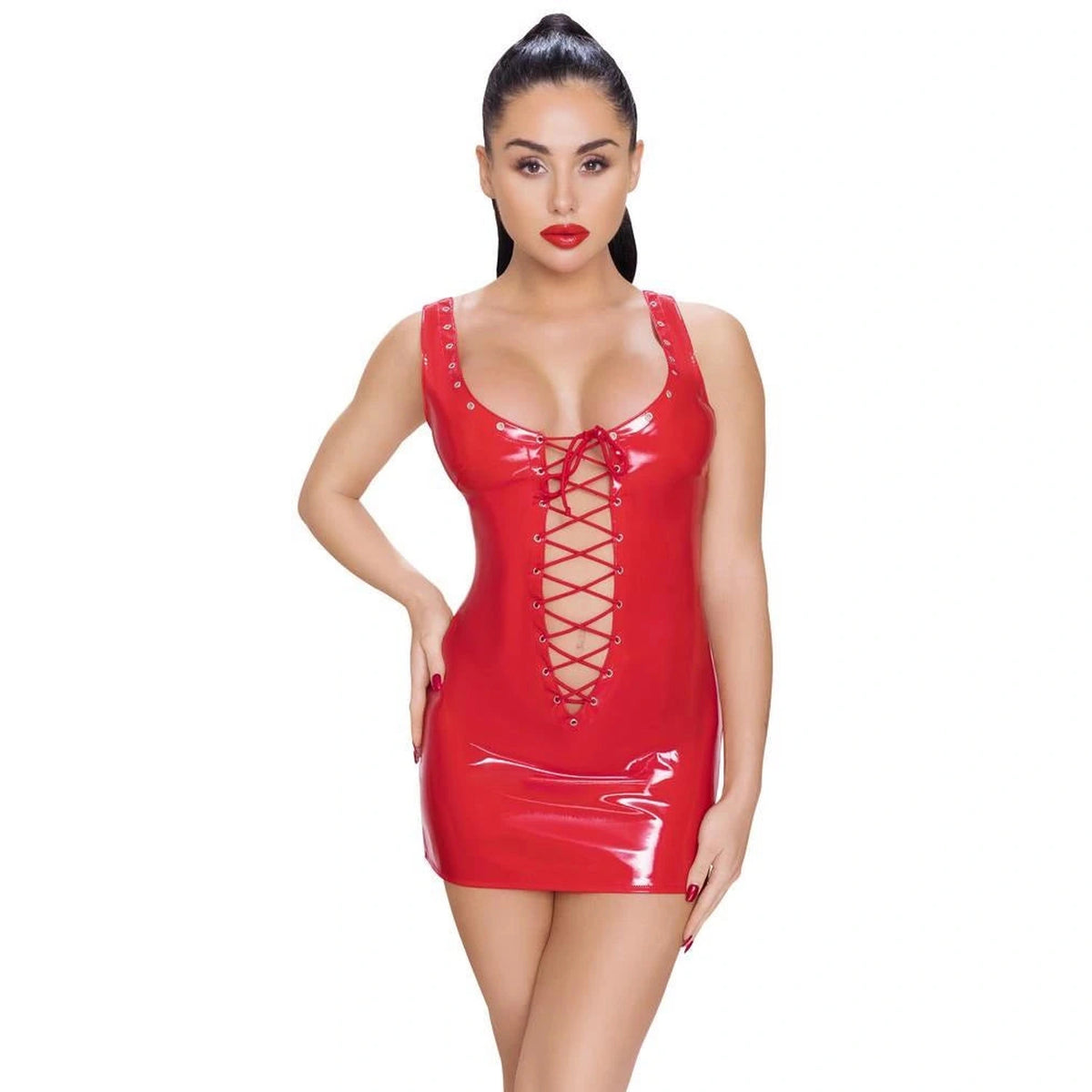 Dress – wetlook, mini, red | Black Level