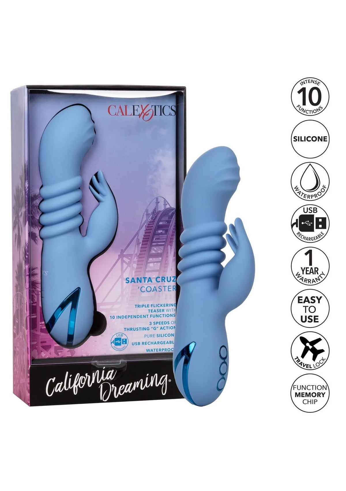 Vibratore rabbit Santa Cruz Coaster – blu | Calexotics