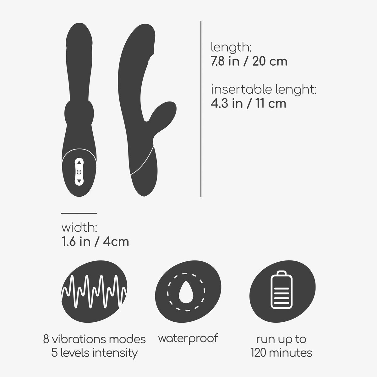 Rabbit vibrator Dare 8 functions – rechargeable, red | Crushious