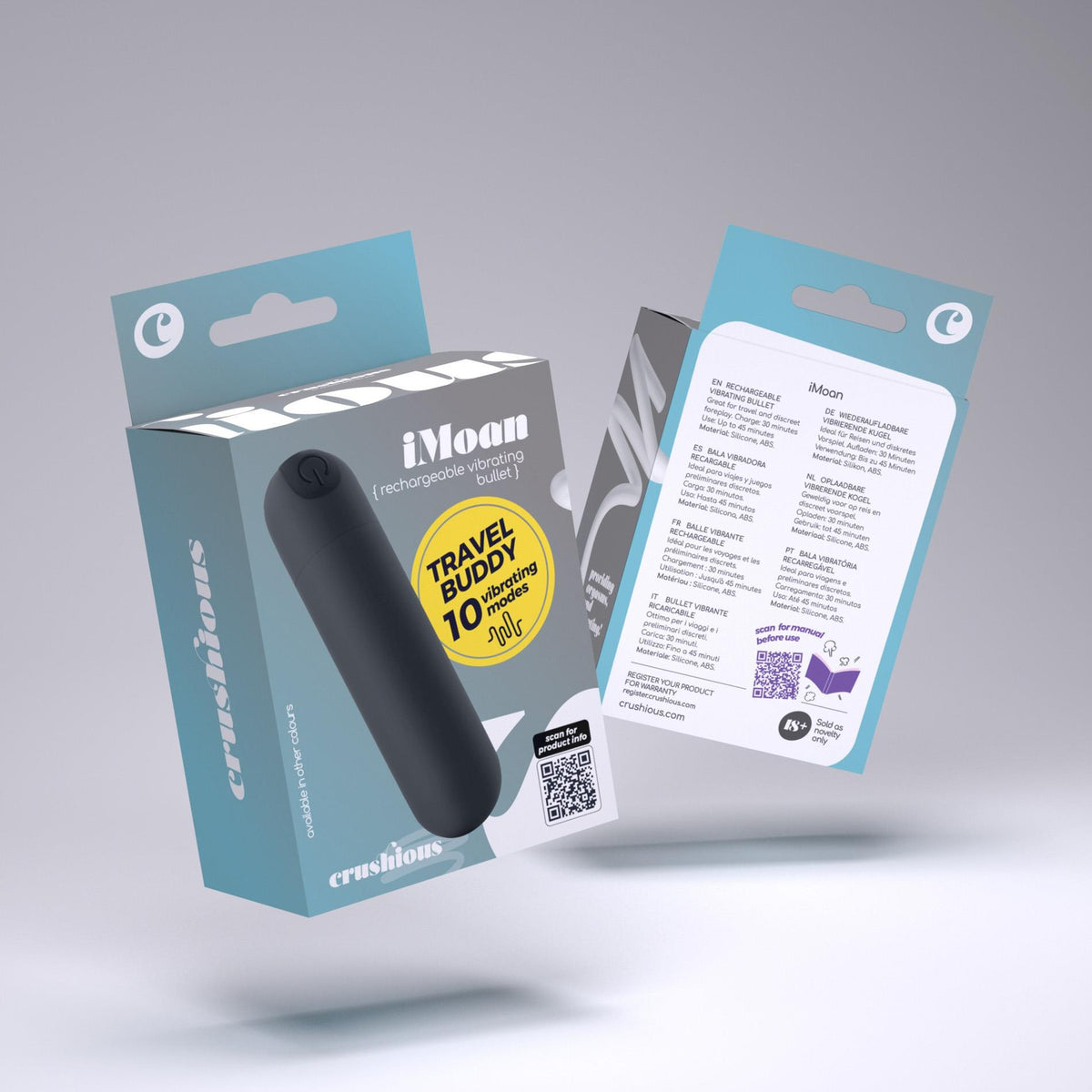 Bullet vibrator Imoan 10 functions – rechargeable, black | Crushious