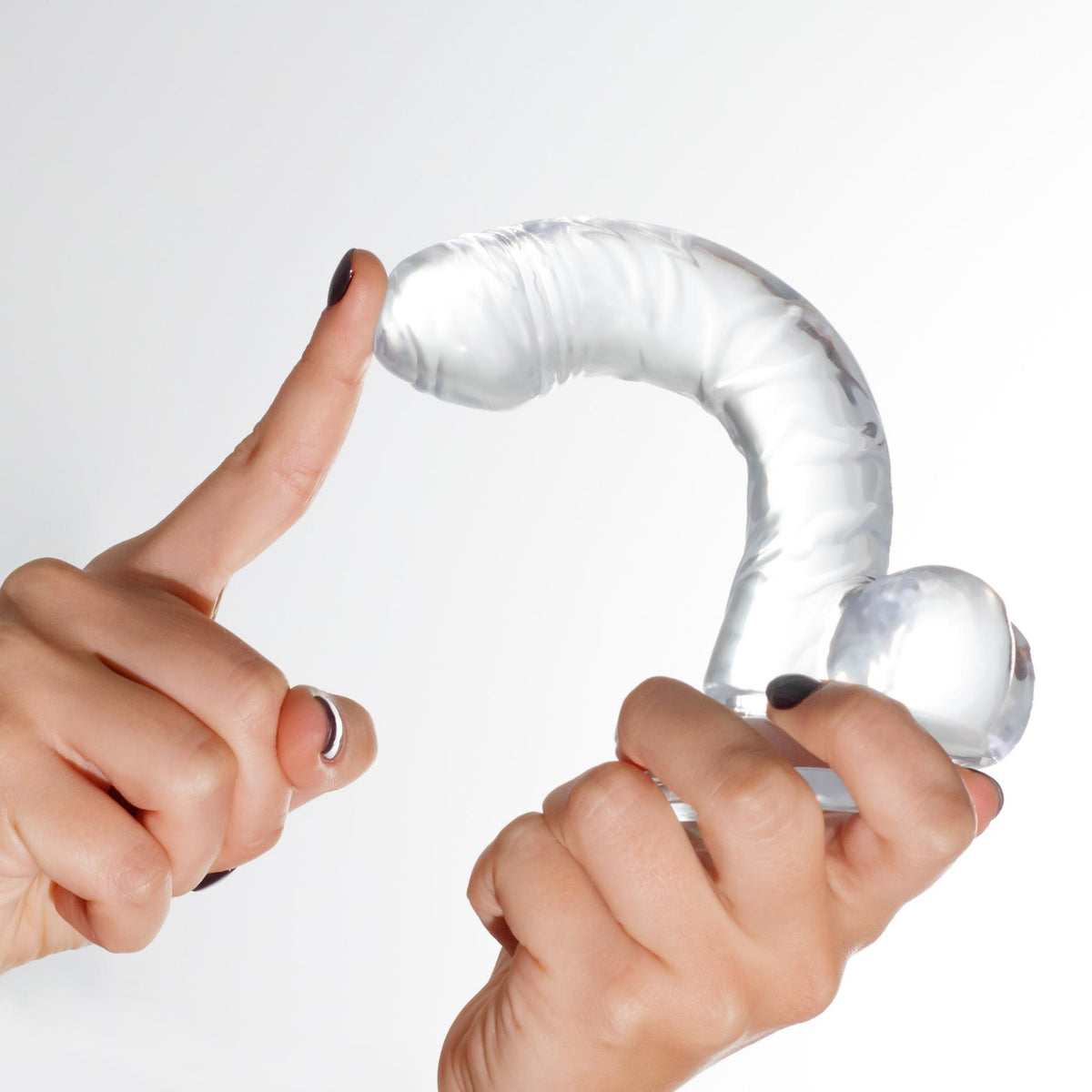 Gode réaliste Hudini – avec ventouse, transparent | Crushious