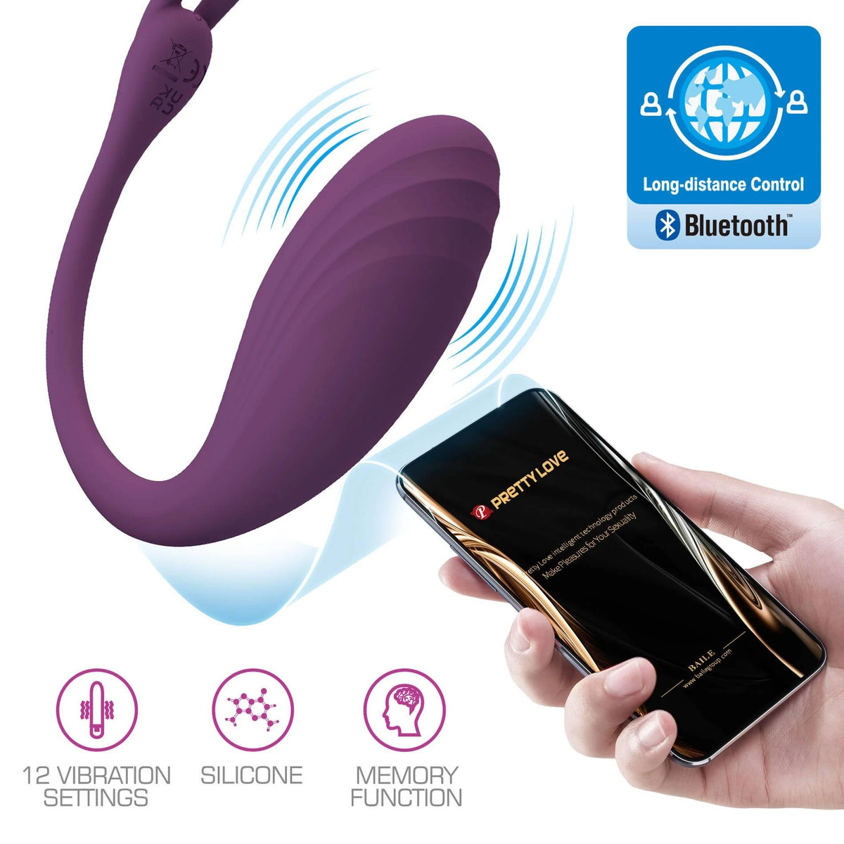 Vibromasseur spécial Catalina Mobile distance 12 fonctions – contrôlé par appli, rechargeable | Pretty Love