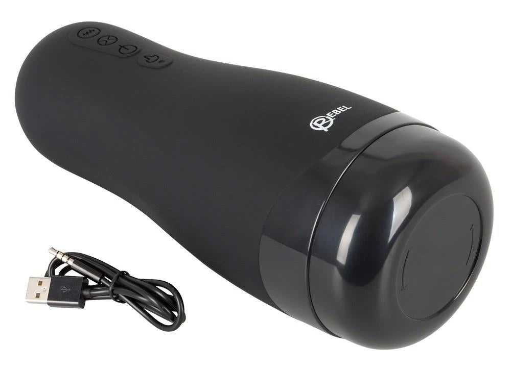 Masturbator 3 functions – rechargeable, black 26 cm | Rebel