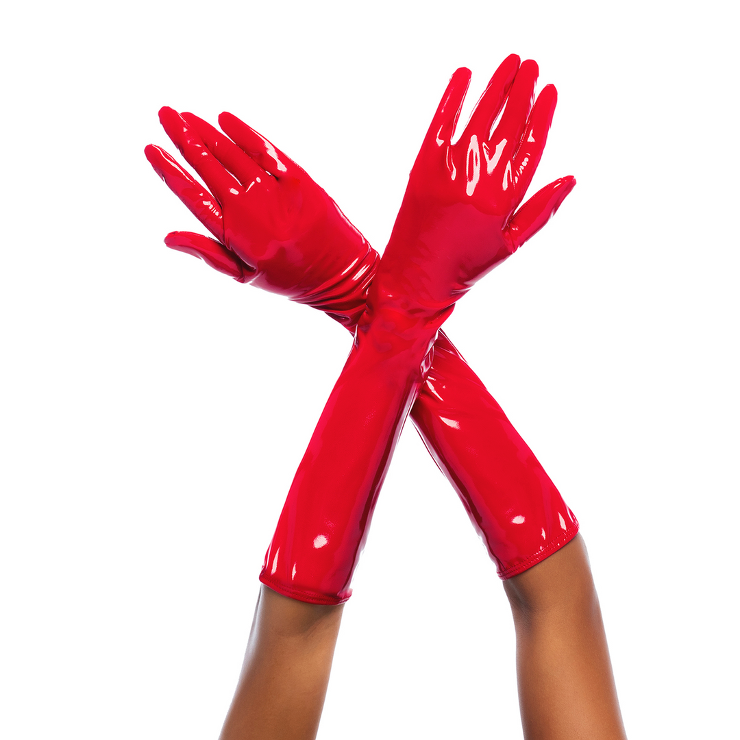 Cruella - Gants haute brillance - S/M - Rouge Brillant