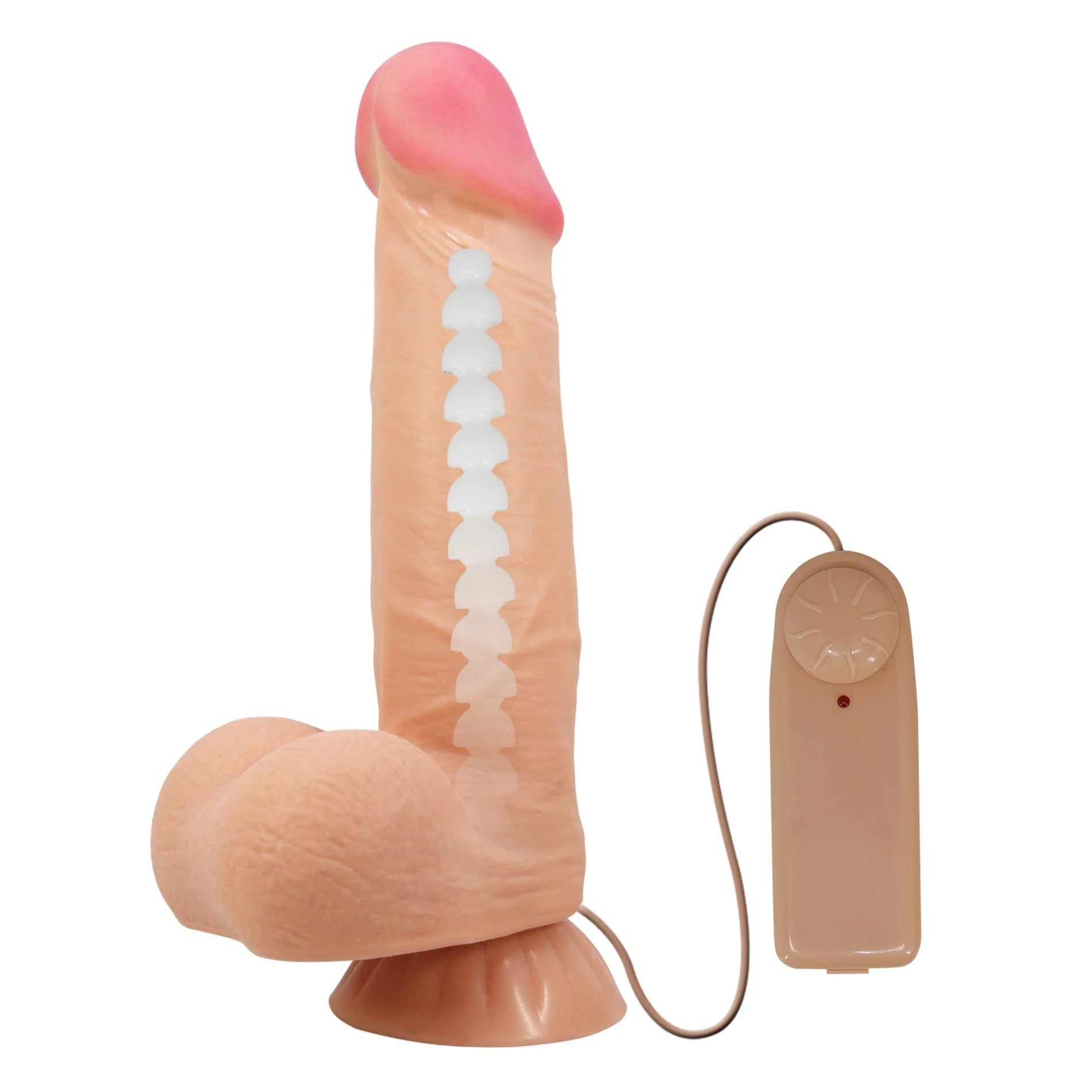 BAILE - Sliding Skin 8.5'' Flesh Vibration Bendable Suction Base TPR ABS