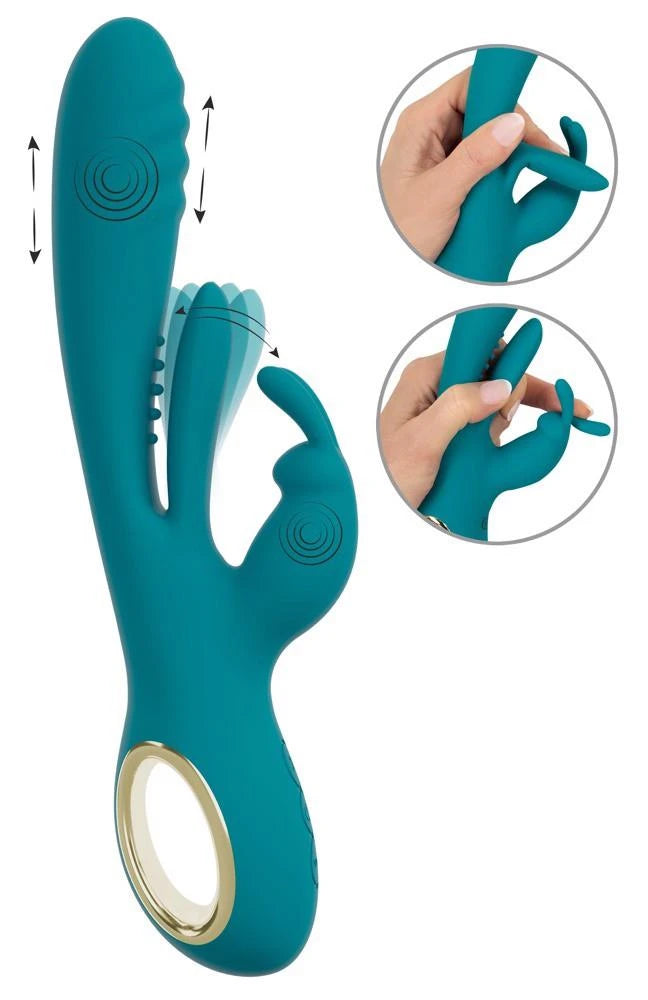 Rabbit vibrator Thrust 10 functions – rechargeable, thrusting, turquoise | Sweet Smile