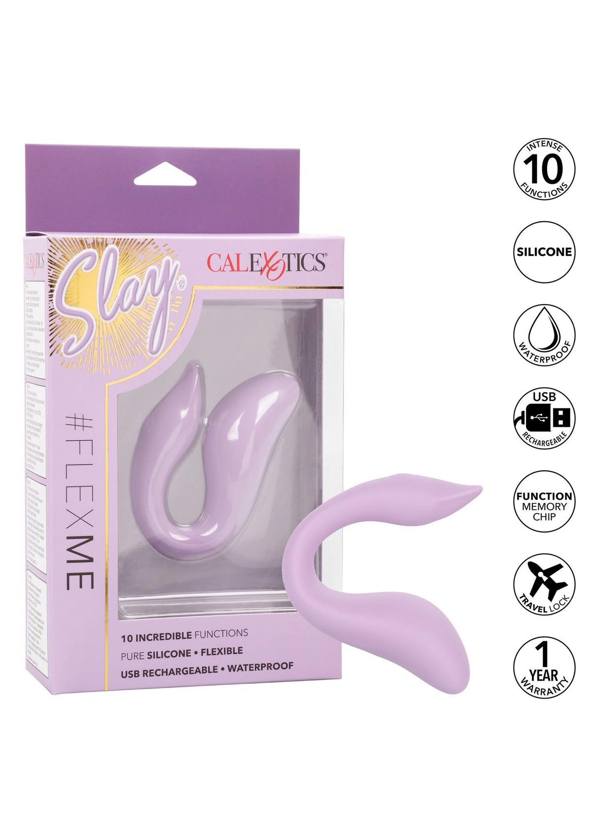 Csikló stimulátor Slay FlexMe 10 funkció – újratölthető, lila | Calexotics