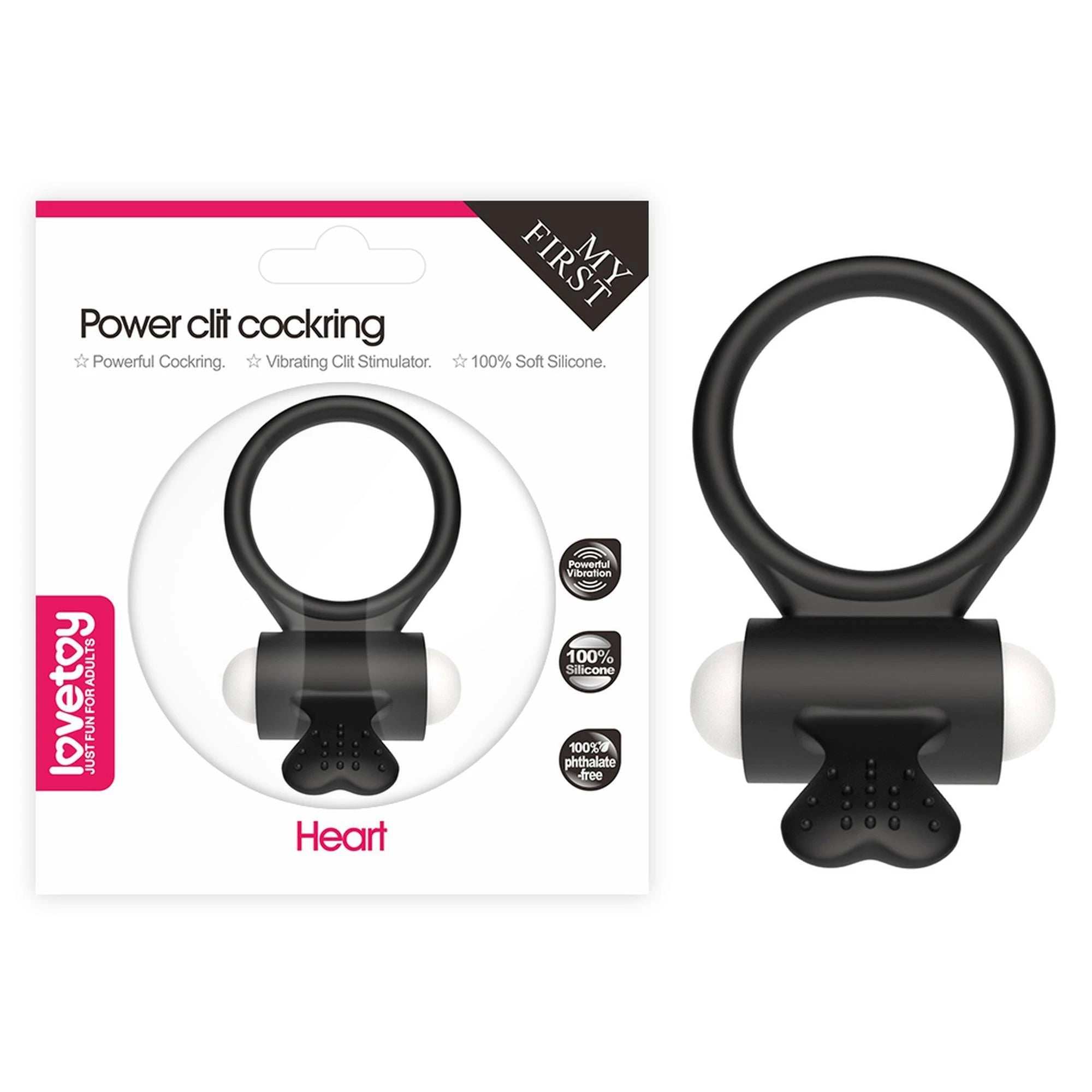 Anneau pénien en silicone Power Clit noir