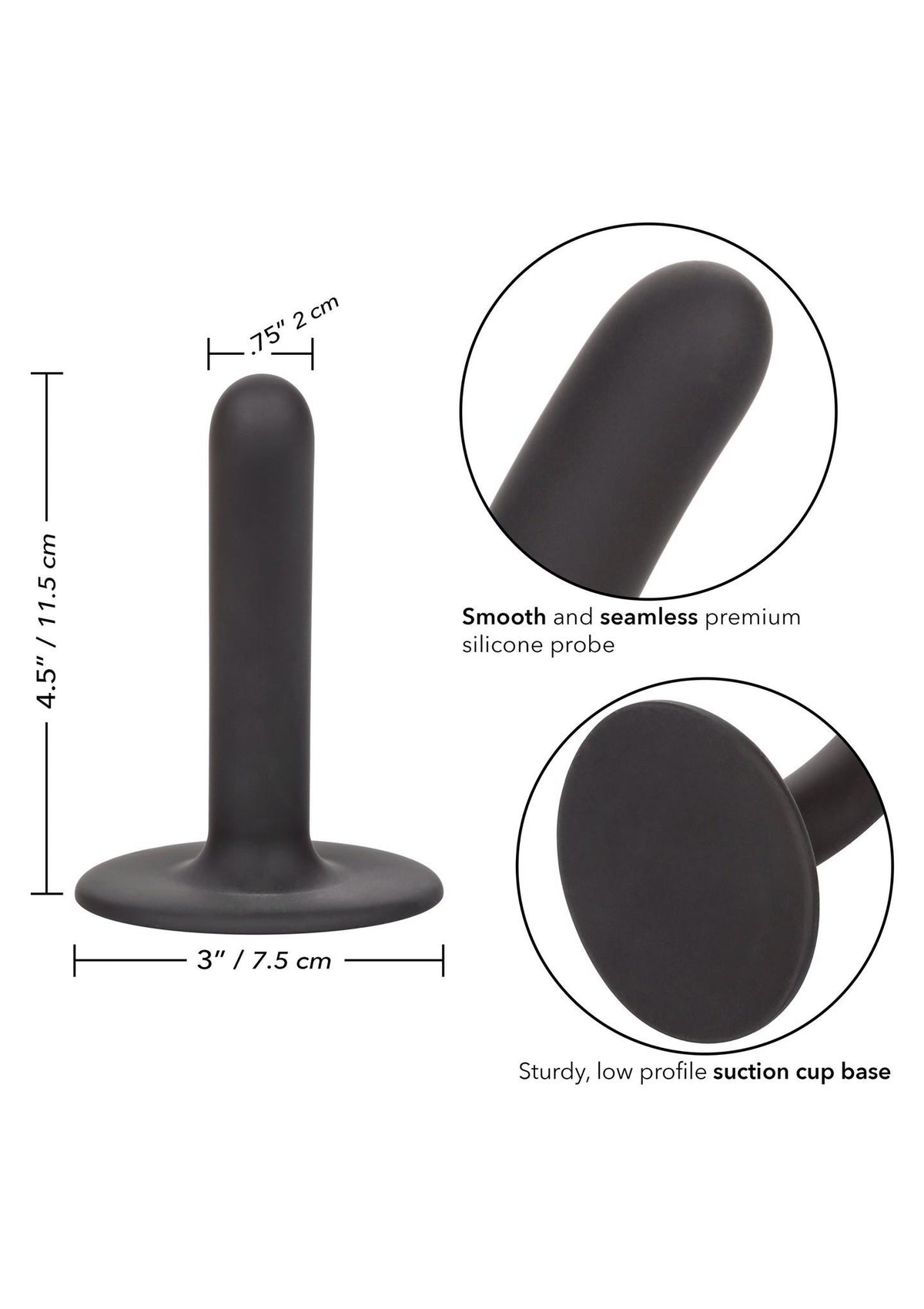 Dildo Boundless 4.5 – com ventosa, preto | Calexotics