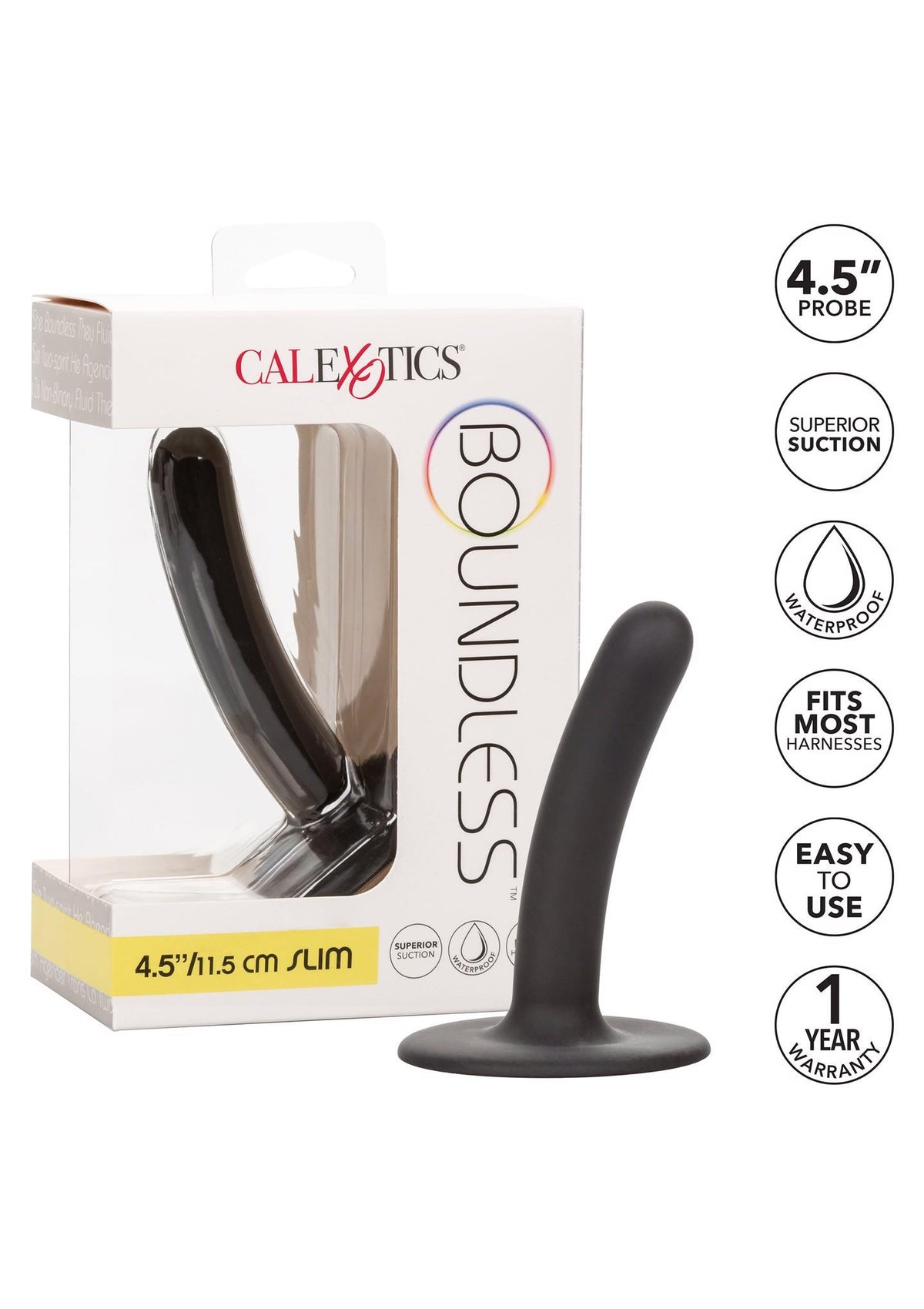 Dildo Boundless 4.5 – com ventosa, preto | Calexotics