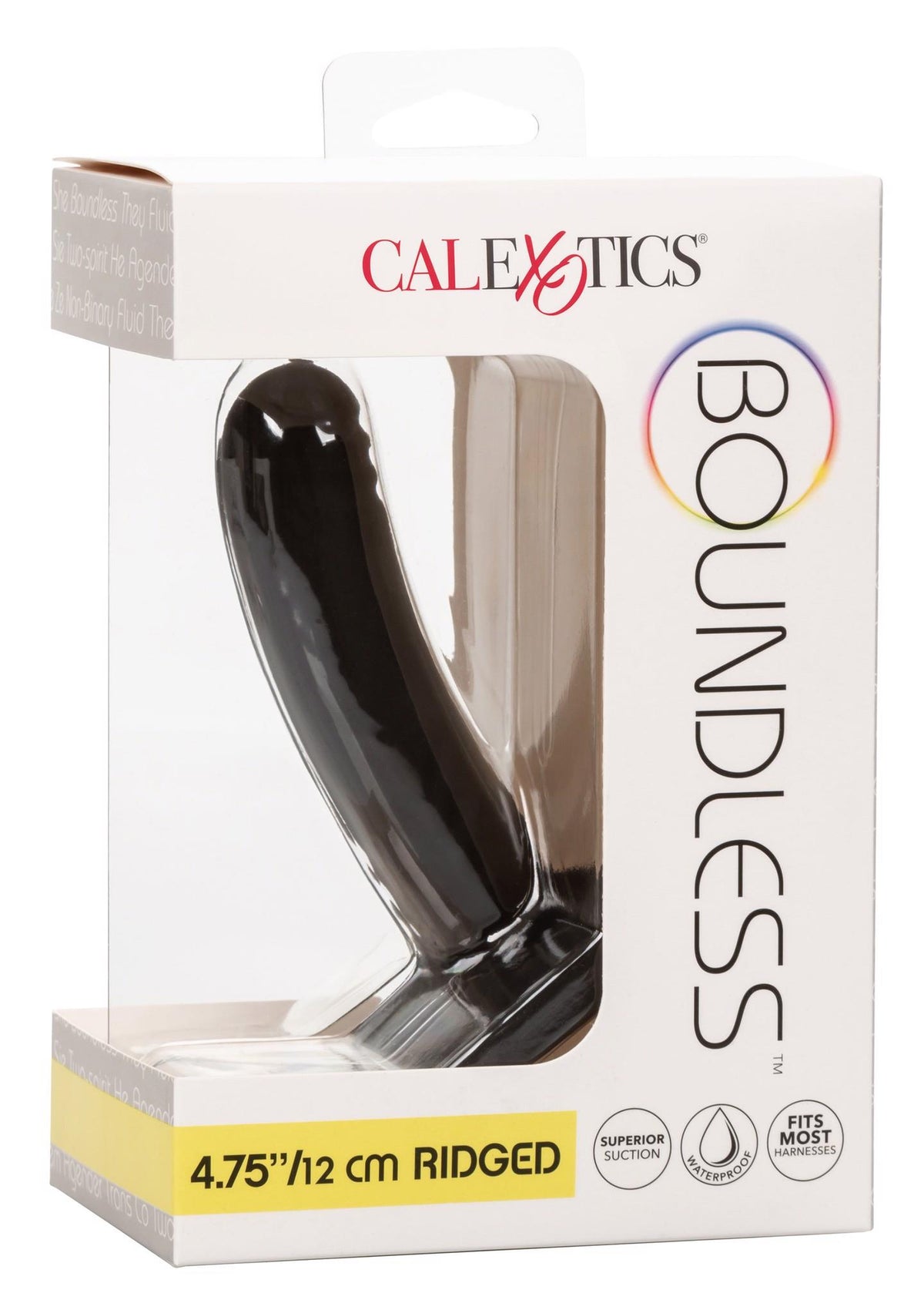 Dildó Boundless Ridged – tapadókorongos, fekete | Calexotics