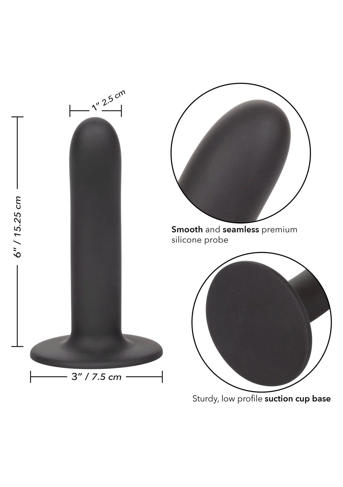 Dildo Boundless 6 Smooth – con ventosa, nero | Calexotics