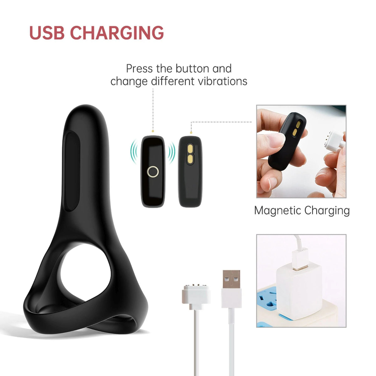 Anello fallico Rise Smart Wearable – controllo da app, ricaricabile, nero | Magic Motion