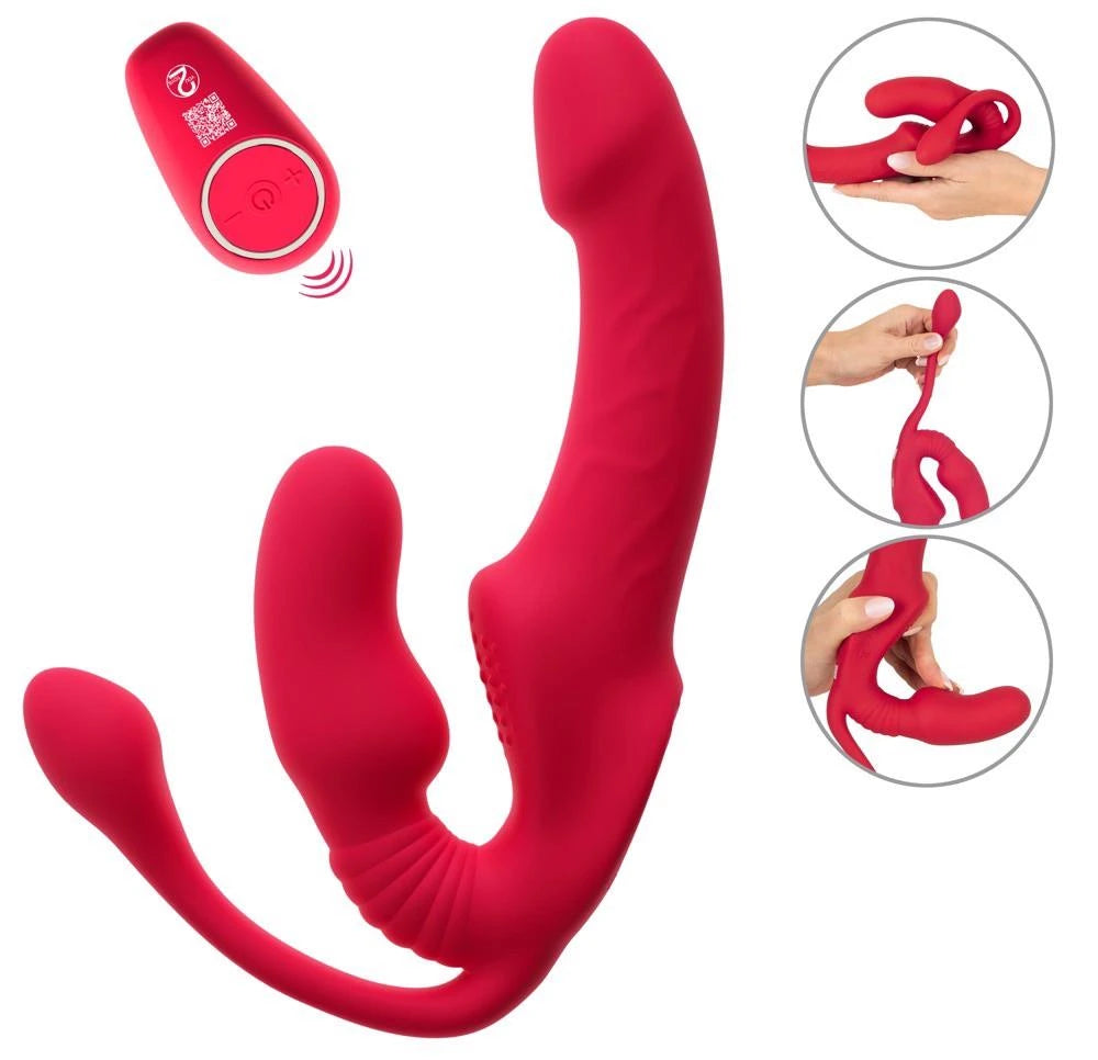 Strap-on Triple Teaser 10 functions – remote control, red
