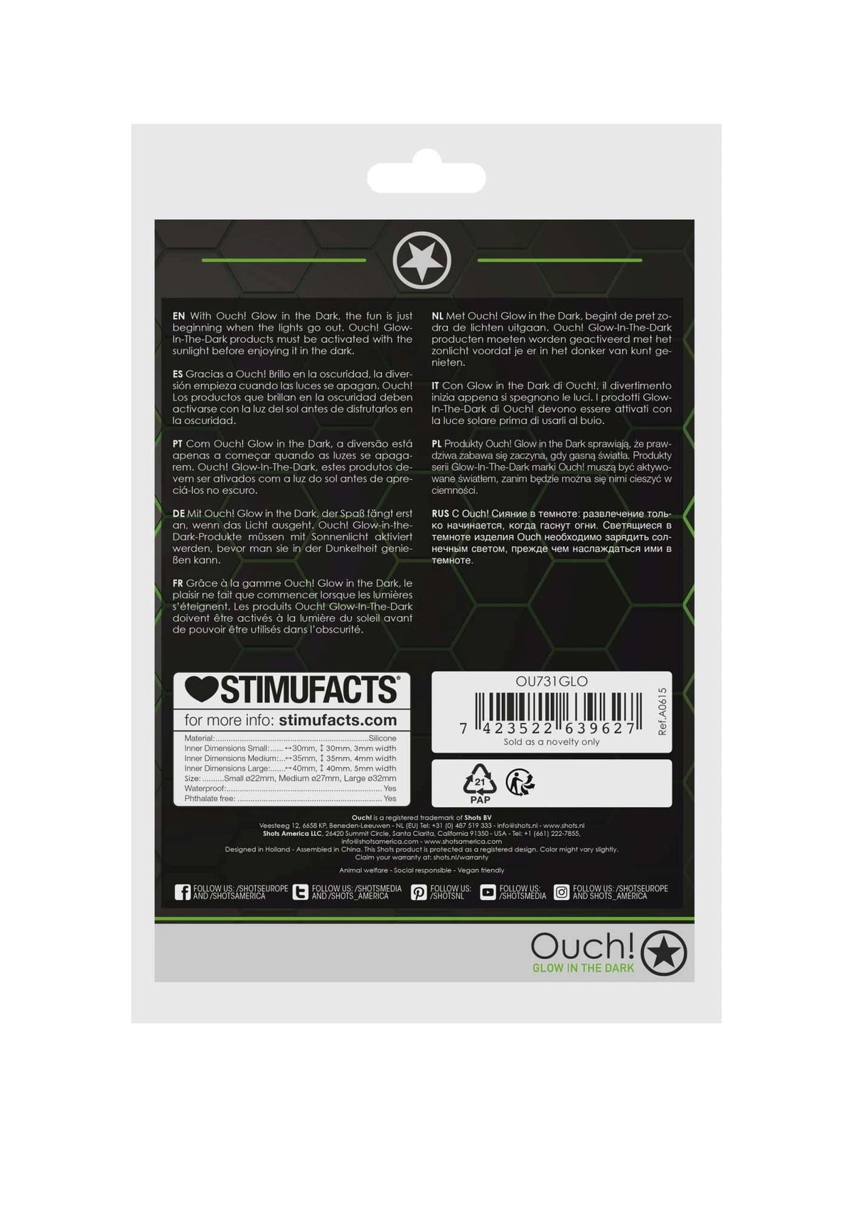 Anello fallico – fosforescente, verde OU731GLO | Ouch!