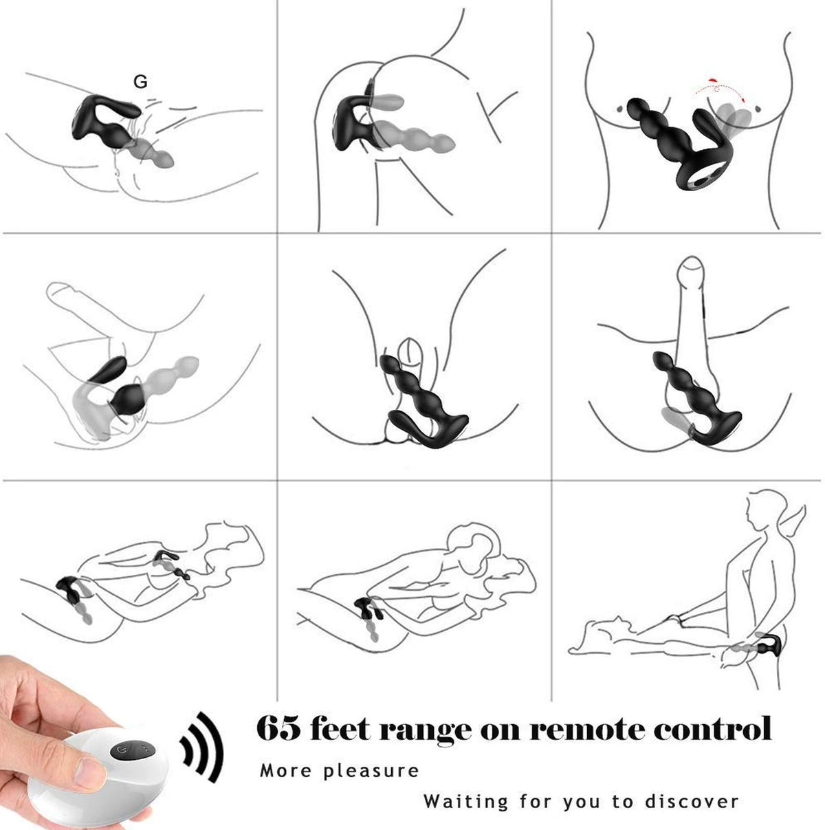 Plug anal RemoteSilicone AnalBeads – vibratório, com controlo remoto, preto | Favorites