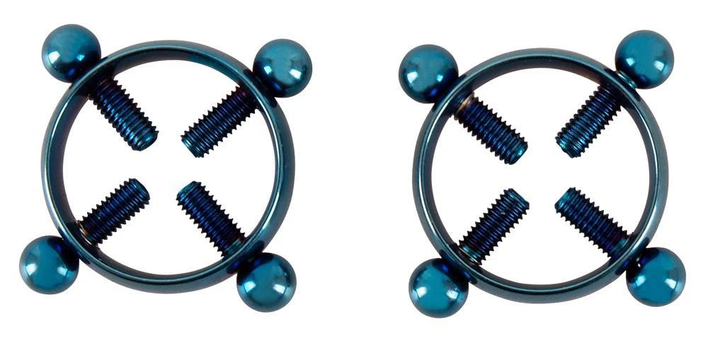 Pinze per capezzoli – con gioiello, blu | Bad Kitty