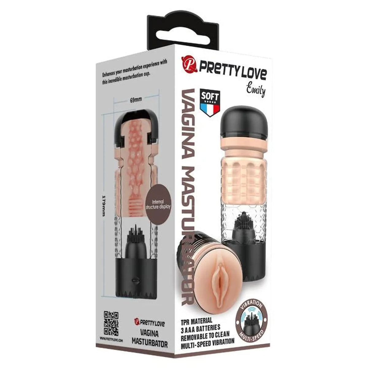 Masturbatore Emily – vibrante, nero | Pretty Love