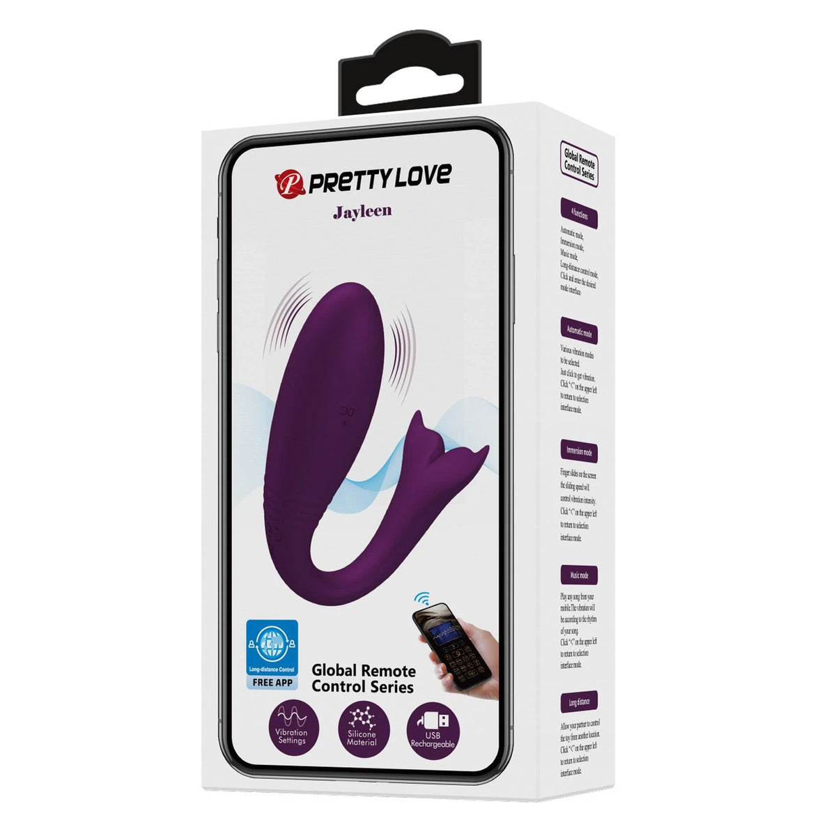 Spezial-Vibrator Jayleen Mobile distance 12 Funktionen – App-gesteuert, wiederaufladbar, pflaume | Pretty Love