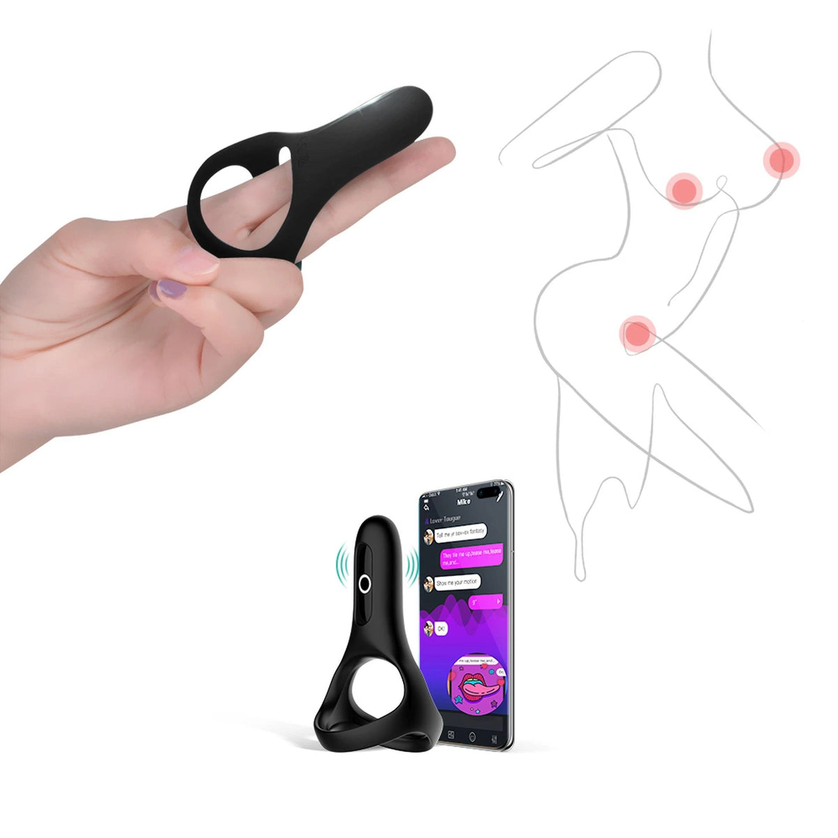 Anello fallico Rise Smart Wearable – controllo da app, ricaricabile, nero | Magic Motion
