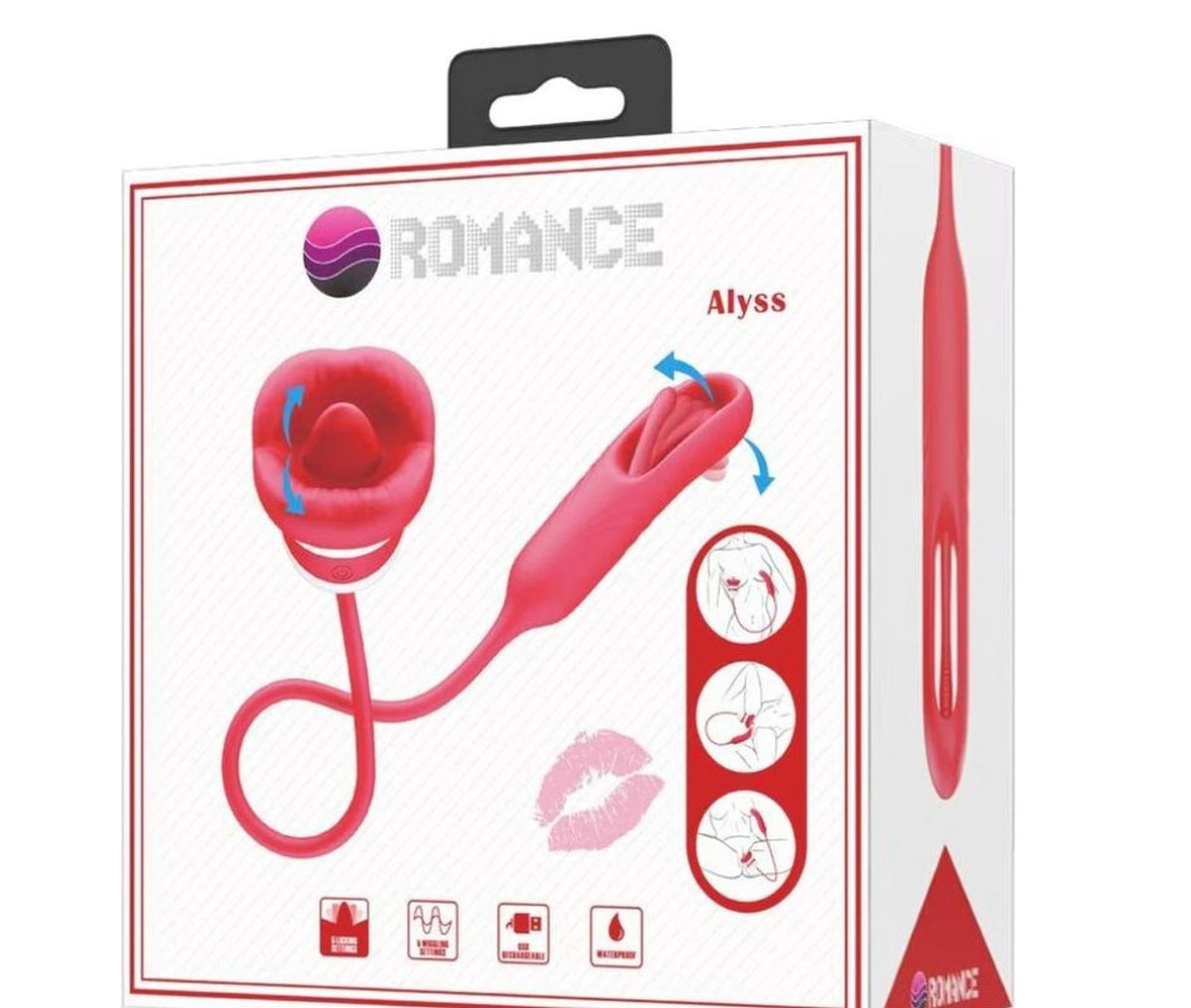 Masturbatore Romance Alyss 5 funzioni – ricaricabile, vibrante, rosso | Pretty Love