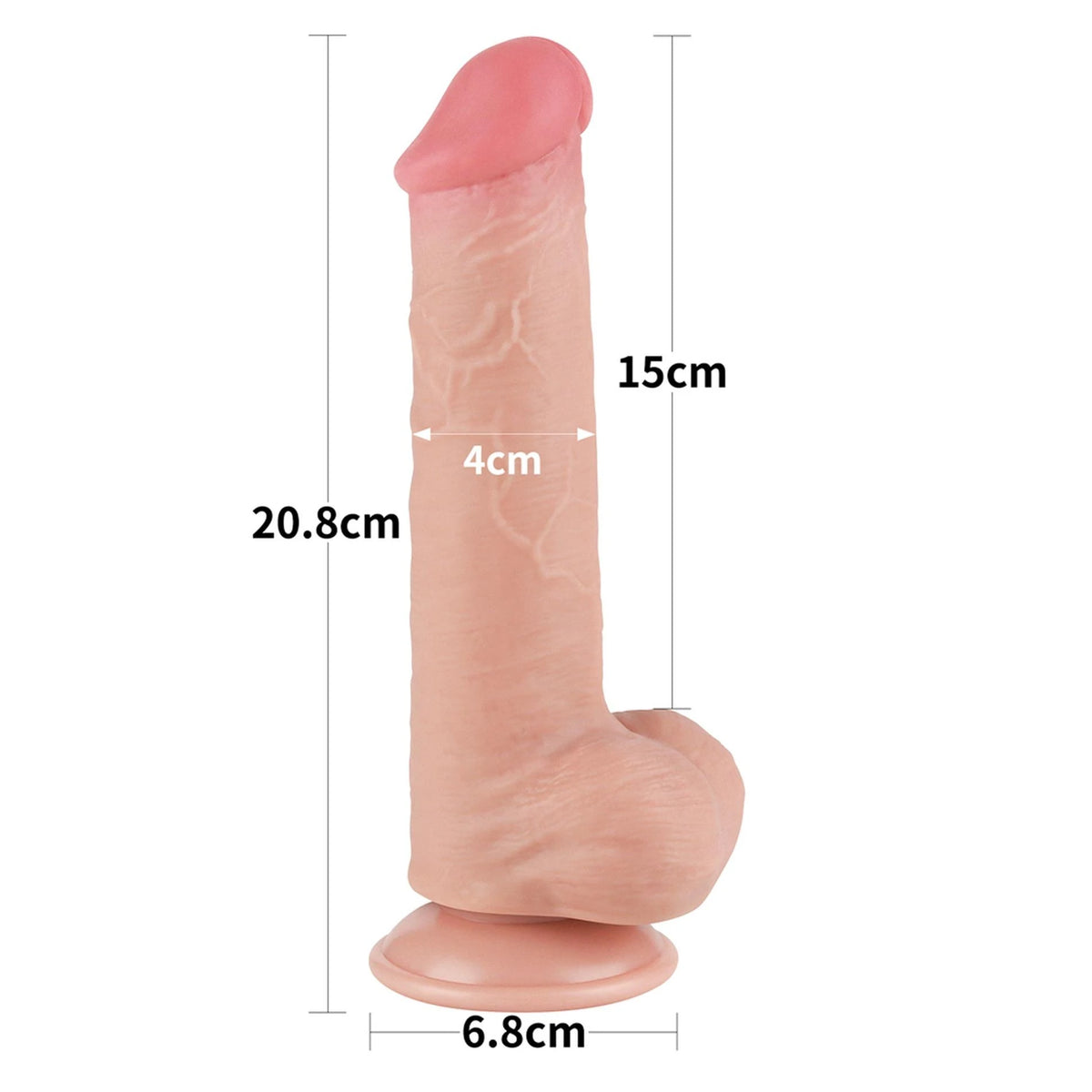 Dildo realista Layer 20.8 cm – com ventosa, duplo, nude | Lovetoy