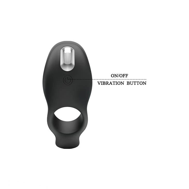 Cock ring 7 functions – rechargeable, vibrating, black | Pretty Love