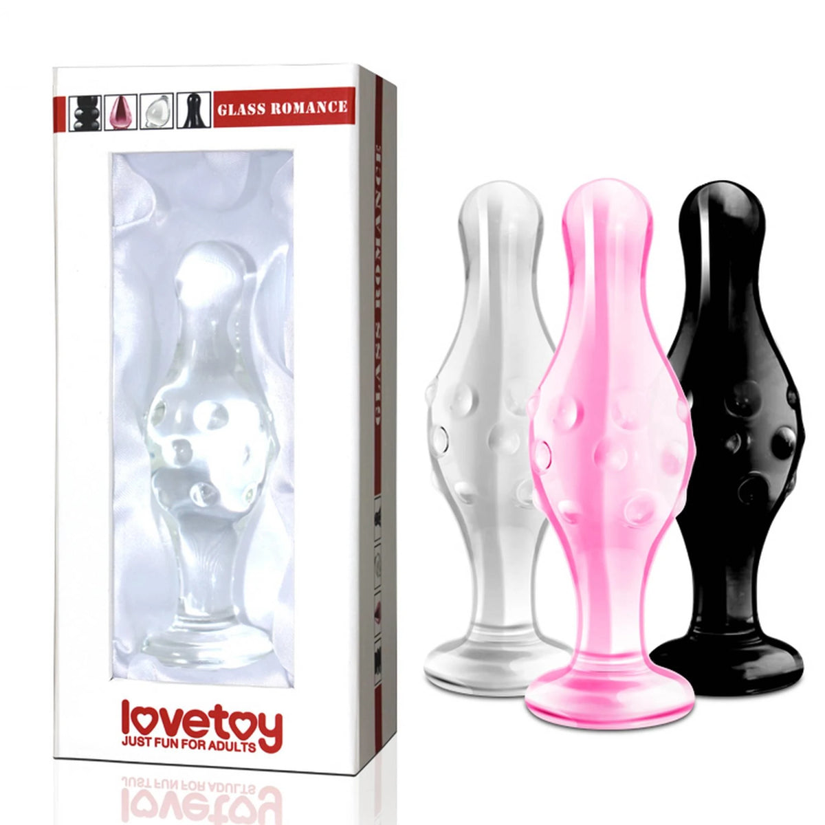 Butt plug 4.5″ Romance – glass, black 10-GS17 | Lovetoy