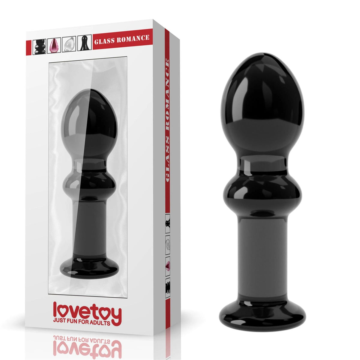 Plug anal 4.5″ Romance – en verre, noir 10-GS14 | Lovetoy