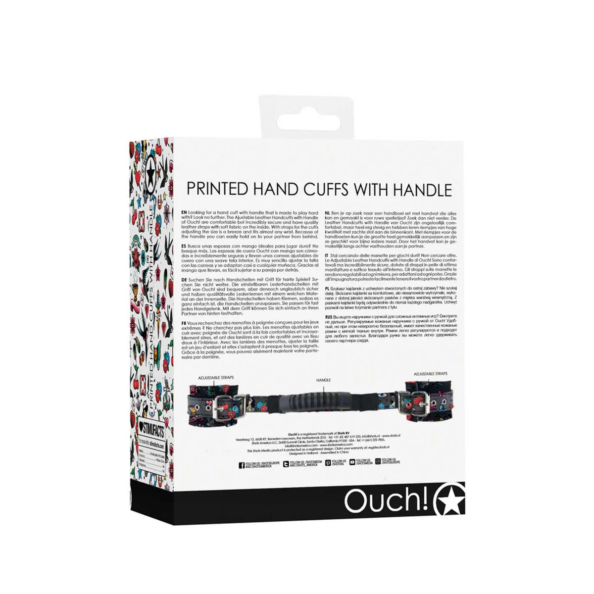 Costrizione bondage Printed Handle – nera | Ouch!