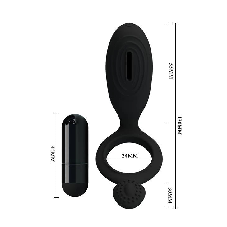 Anello fallico Ethel – vibrante, nero | Pretty Love