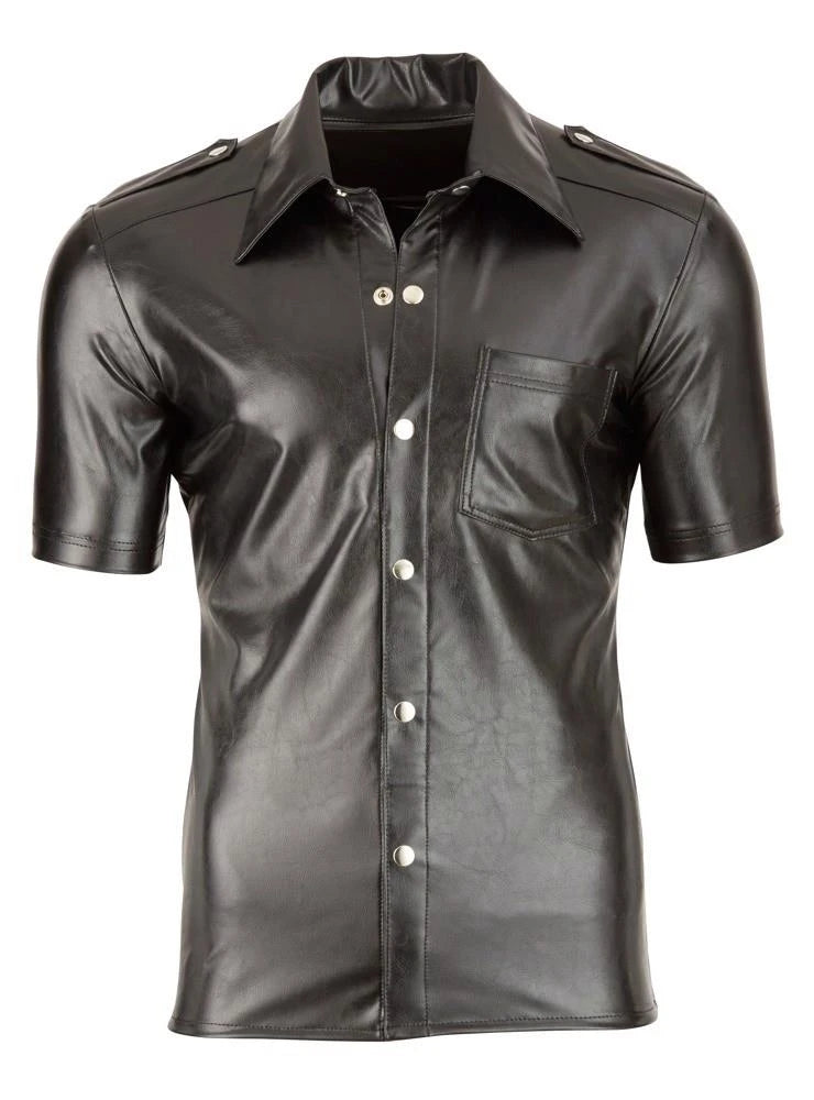 Imitation Leather Men's Shirt2XL