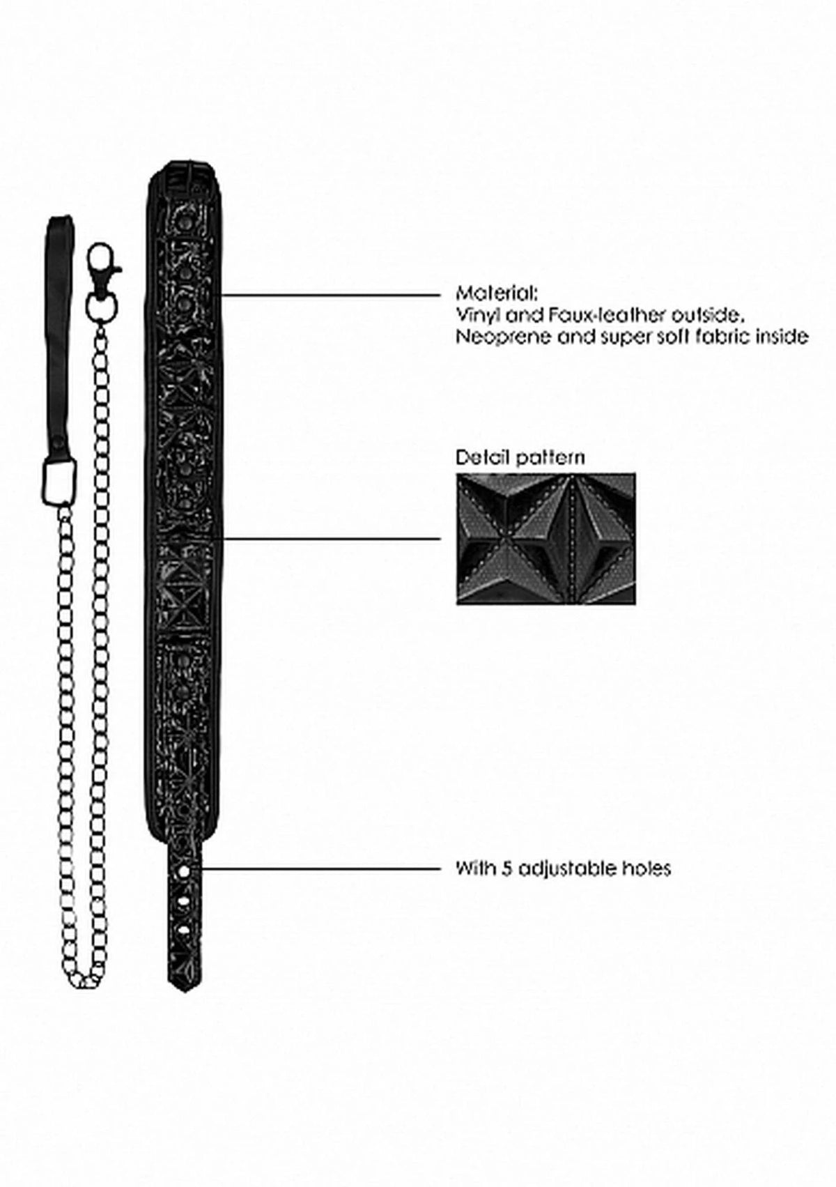 Costrizione bondage Collar with Leash – nera | Ouch!