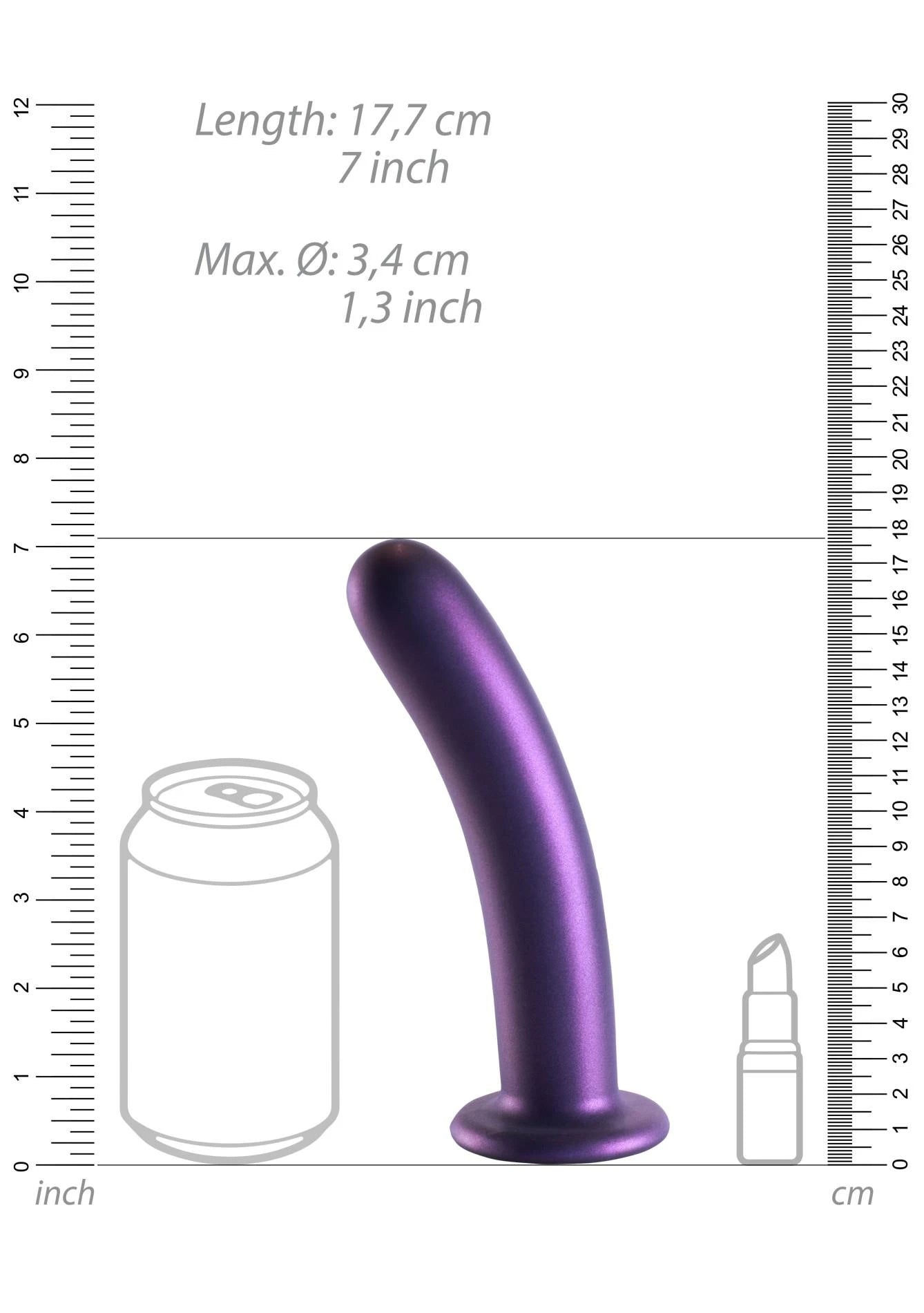 Smooth Silicone G-Spot Dildo - 7'' / 17 cm - Metallic Purple