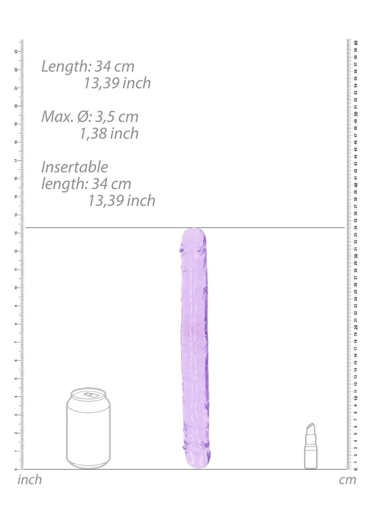 Consolador – doble, morado 3.8 cm | RealRock