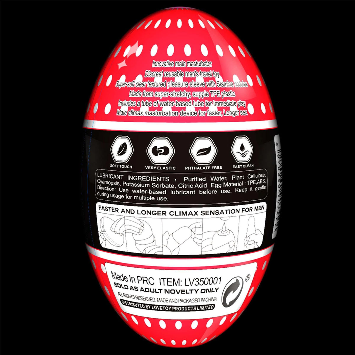 Masturbador Giant Stamina Nodules 13 cm – vibratório, vermelho | Lovetoy