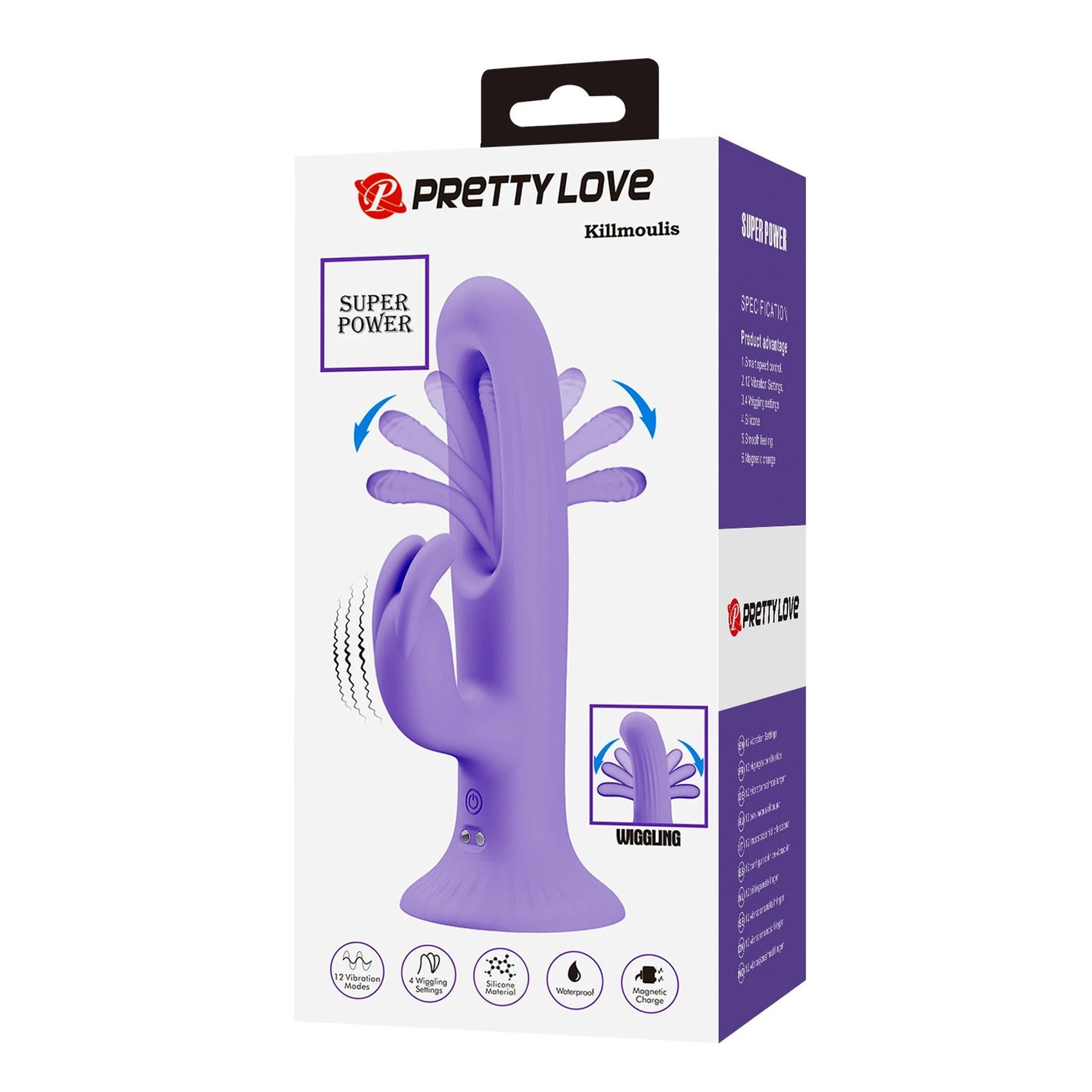 PRETTY LOVE - KILLMOULIS, 12 fonctions de vibration 4 modes de frétillement