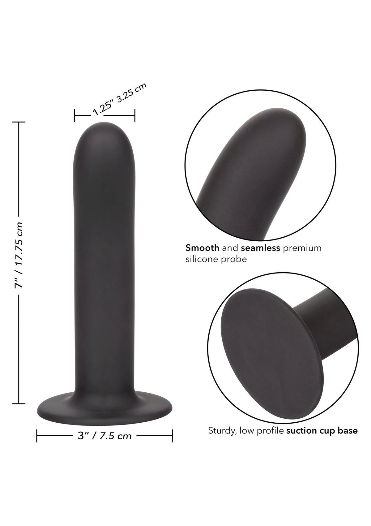 Dildo Boundless 7 Smooth – con ventosa, nero | Calexotics