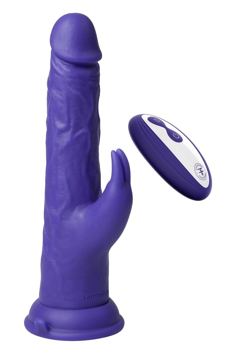 Vibrador rabbit Thruster 22.4 cm – com controlo remoto, recarregável, roxo | FemmeFunn