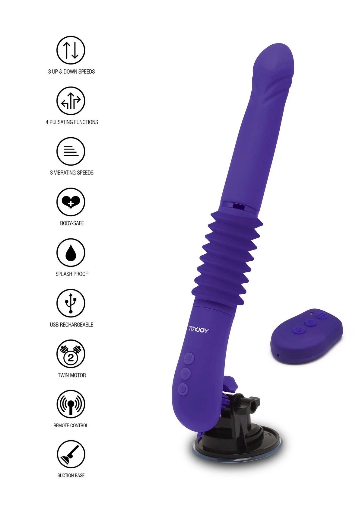 Vibrador clássico Magnum Opus Supreme Thruster 2 – com impulso, roxo | ToyJoy